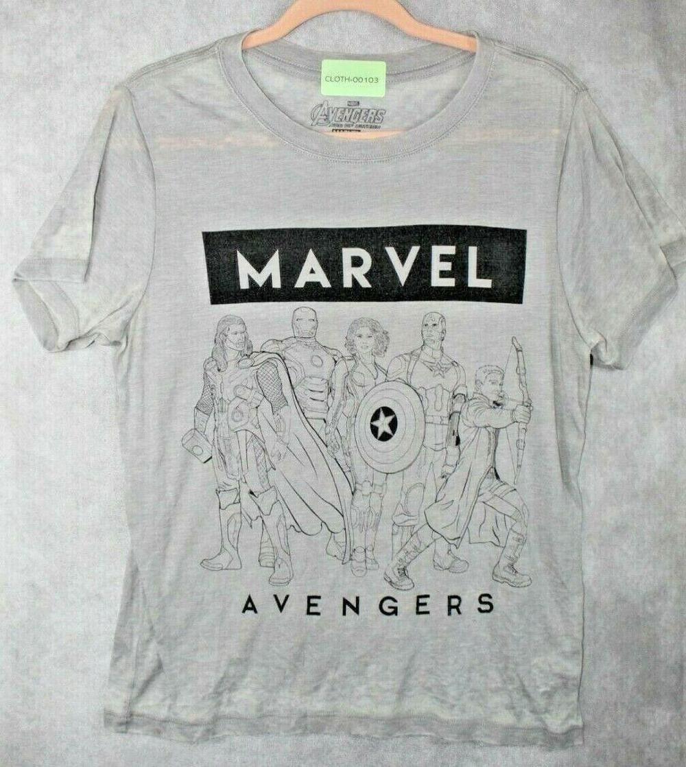Marvel Shirt Boys Youth M Gray Avengers Graphic Crew Neck Cotton Polyester